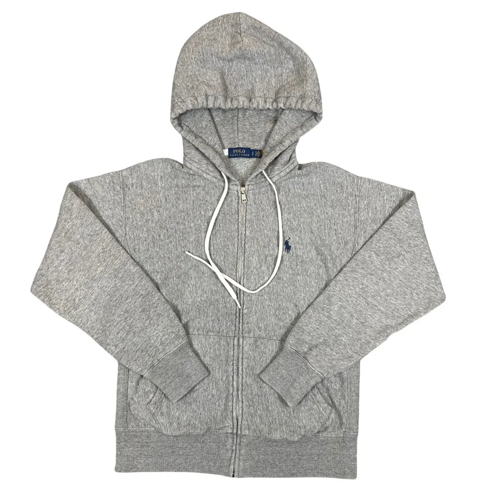 Polo Ralph Lauren Mens Full Zip Hoodie Gray Navy Pony Small SP Sweatshirt